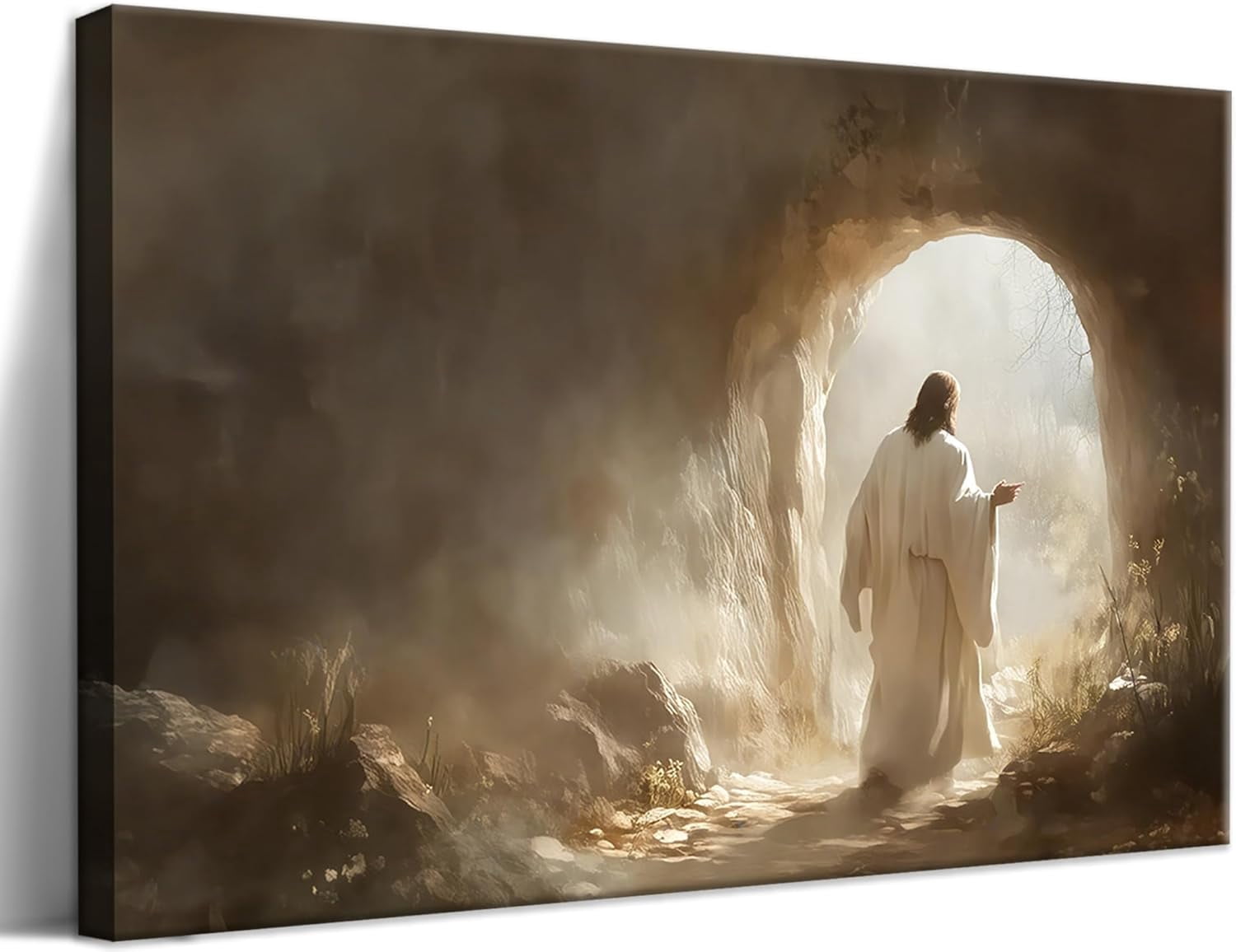 Jesus Leaves the Tomb Canvas Wall Art, Christian Resurrection Savior ...