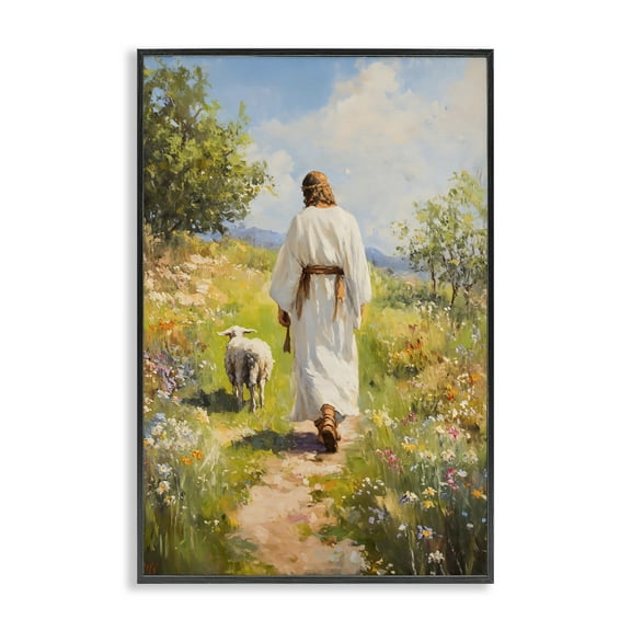 Stupell Industries Jesus Leaving the Sheep Black Framed Giclee Art, design by LSR Design Studio