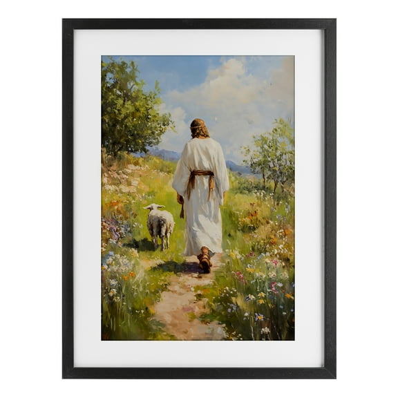 Stupell Industries Jesus Leaving the Sheep Black Framed Print Under Glass, design by LSR Design Studio