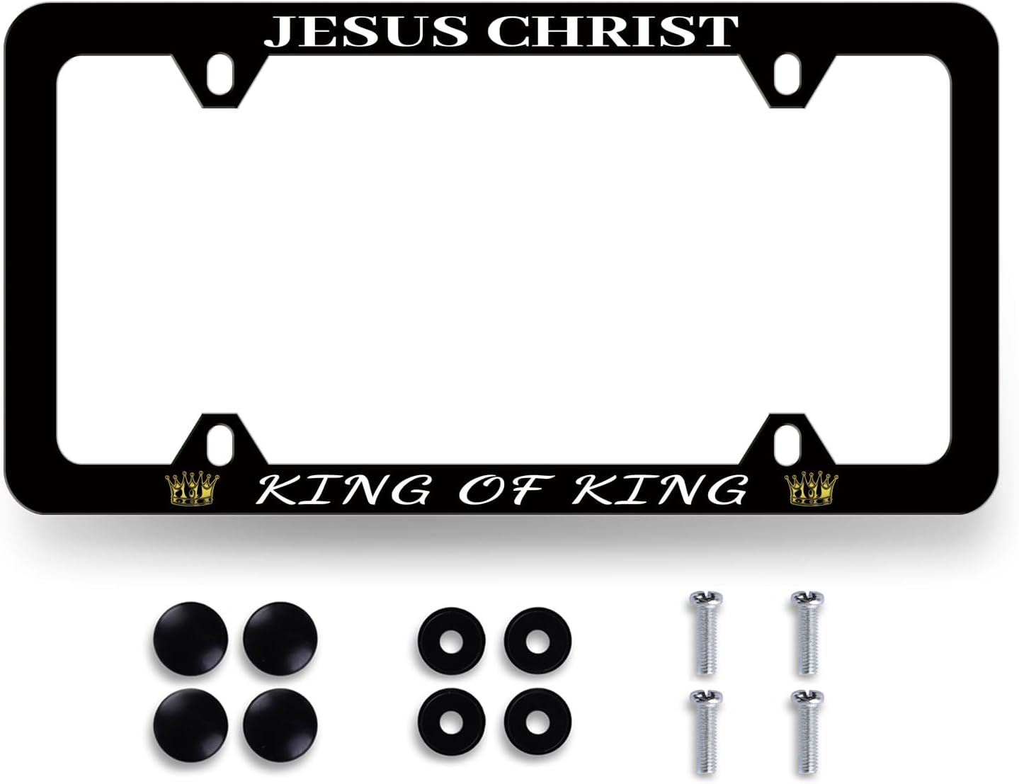 Matte Black Stainless Steel "RV There Yet" License Plate Frame - 12x6 Inch, Fits US/CA Vehicles, With Screw Caps