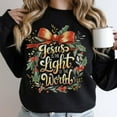 thumbnail image 1 of Jesus Is The Light Of The World Christian Winter Holiday Sweatshirt, Bible Verse Winter Holiday Shirt, He Is The Reason For The Season Nativity Shirt SWEATSHIRT All Size S-5XL, 1 of 5