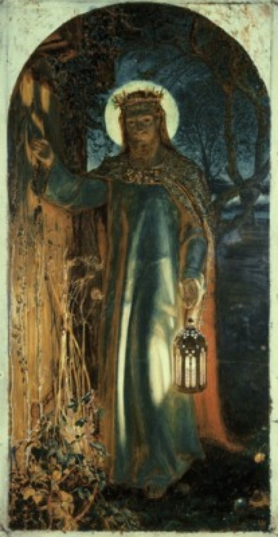 Jesus Light of the World 1854 William Holman Hunt (1827-1910 British) Oil on canvas Keble College Oxford England Canvas Art - (18 x 24)