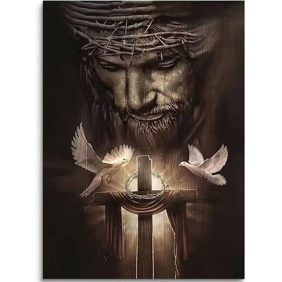 Jesus Lion Canvas Wall Art Jesus And The Cross And The Dove Of Peace Wall Decor Jesus Artwork Christian Wall Art Picture of God Posters