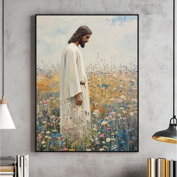 Jesus And Little Boy Praying Wall Art, Christian, Jesus And Boy, Jesus And, Jesus With Children, Jesus, Lds, Bible Warm Present Vintage UNFRAMED Poster Size 24x36