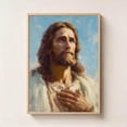 thumbnail image 1 of Jesus Looking to Heaven Faith Based Religious Spiritual Art, Stretched Canvas 12x16in, 1 of 4