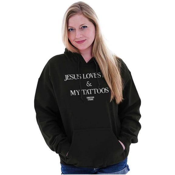 Jesus Love Me and My Tattoos Hoodie Sweatshirt Women Brisco Brands M