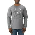 thumbnail image 1 of Jesus Love This Hot Mess Inspirational/Christian Mens Long Sleeve Shirt, Heather Grey, Small, 1 of 2