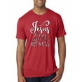 thumbnail image 1 of Jesus Love This Hot Mess Inspirational/Christian Mens Premium Tri Blend T-Shirt, Vintage Red, Medium, 1 of 2