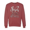 thumbnail image 1 of Jesus Love This Hot Mess Inspirational/Christian Unisex Crewneck Graphic Sweatshirt, Vintage Heather Red, Large, 1 of 2