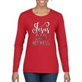 thumbnail image 1 of Jesus Love This Hot Mess Inspirational/Christian Womens Graphic Long Sleeve T-Shirt, Red, X-Large, 1 of 2