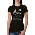 thumbnail image 1 of Jesus Love This Hot Mess Inspirational/Christian Womens Slim Fit Junior Tee, Black, Small, 1 of 2