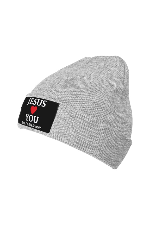 Jesus Love You But I'M His Favorite Knitted Hat Winter Beanie For Men Women, Acrylic Beanie Soft Warm Knit Hat Ski Stocking Cuffed Cap