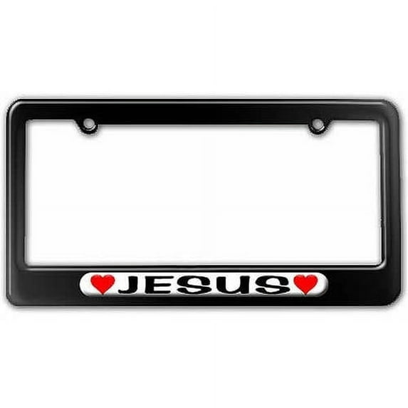 Jesus Love with Hearts License Plate Tag Frame, Multiple Colors