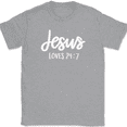 thumbnail image 1 of Jesus Loves 24 7 T-Shirt Christian Jesus Praise Worship God Faith Text Tee - Heather Grey, XL, 1 of 1