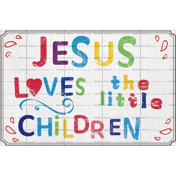 Jesus Loves The Little Children Christian Wall Art Metal Tin Sign Bible Verses Christian Wall Decor for Kids Scripture Wall Decor Poster For Home Classroom School Nursery Bedroom Plaque 8x12 Inch