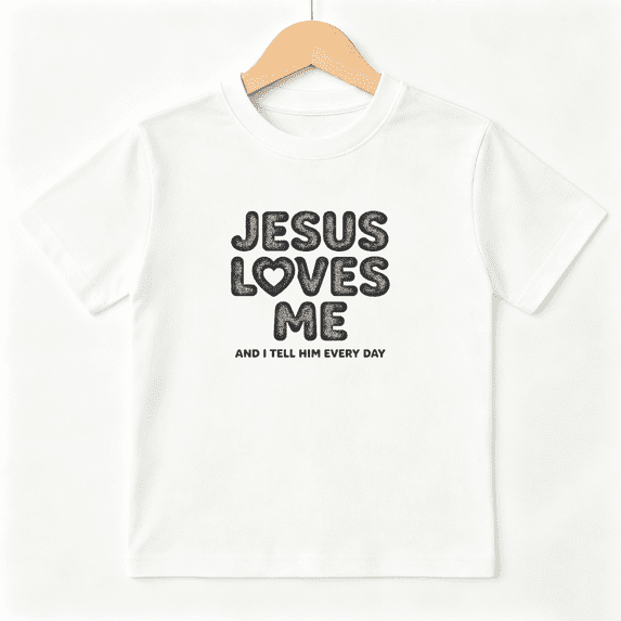 Jesus Loves Me Boys Graphic Tee, Classic Christian Slogan Faith 100% Cotton Kids Short Sleeve T-Shirt