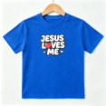 thumbnail image 1 of Jesus Loves Me Christian Faith Boys Graphic Tees Kids T-Shirt 100% Cotton Short Sleeve Tops Ages 4-13Y, 1 of 5