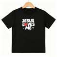thumbnail image 1 of Jesus Loves Me Christian Faith Boys Graphic Tees Kids T-Shirt 100% Cotton Short Sleeve Tops Ages 4-13Y, 1 of 5