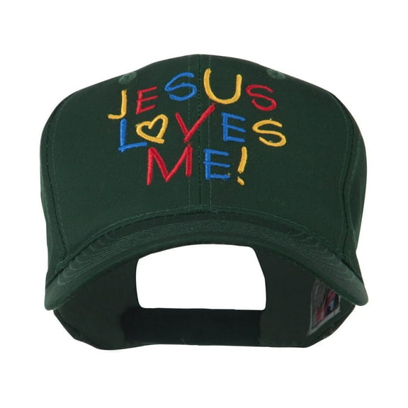 Jesus Loves Me Embroidered Cap - Green OSFM