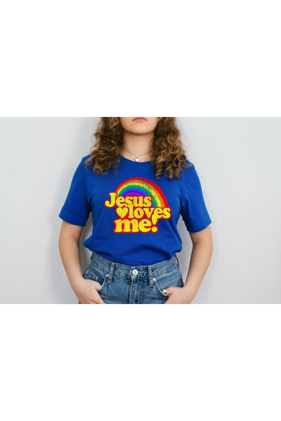 Jesus Loves Me Rainbow Graphic Tee - Unisex Vintage T-Shirt All Size S-5Xl