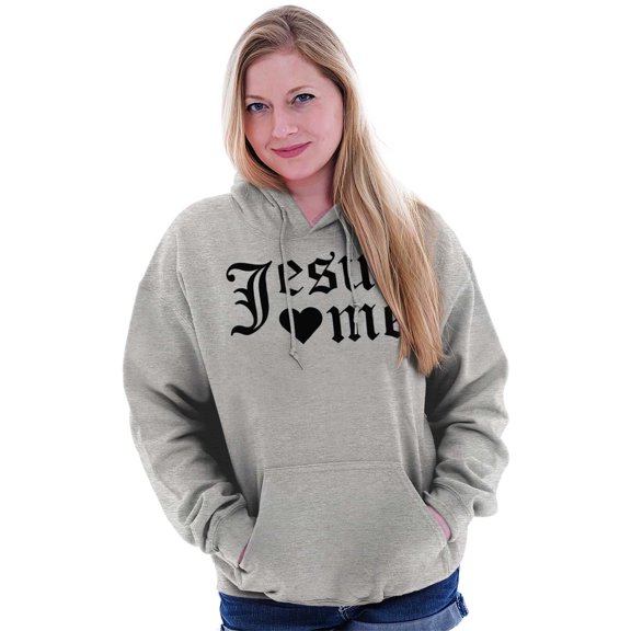 Jesus Loves Me Religious Christian Women Plus Size Graphic Pullover Hoodie Brisco Brands 3X