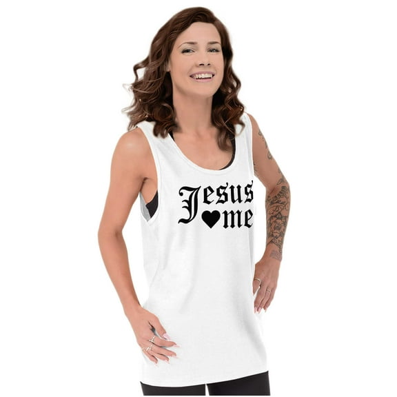 Jesus Loves Me Religious Christian Womens Plus Size Graphic Tank Top Brisco Brands 2X