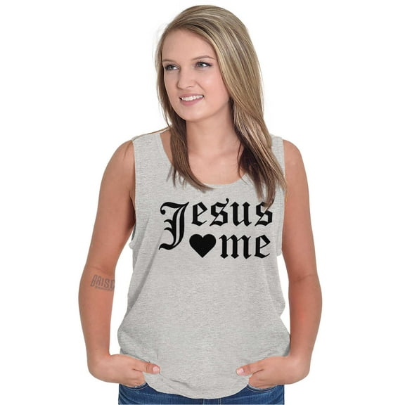 Jesus Loves Me Religious Christian Womens Plus Size Graphic Tank Top Brisco Brands 2X