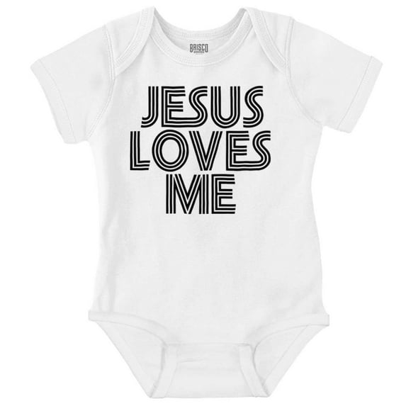 Jesus Loves Me Retro Christian Romper Boys or Girls Infant Baby Brisco Brands 24M
