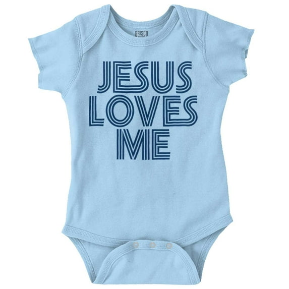 Jesus Loves Me Retro Christian Romper Boys or Girls Infant Baby Brisco Brands NB