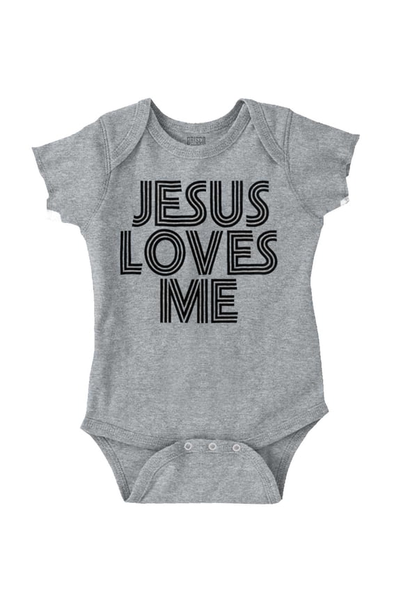 Jesus Loves Me Retro Christian Romper Boys or Girls Infant Baby Brisco Brands NB