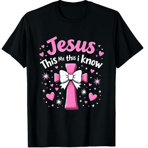 Jesus Loves Me This I Know God Religious Christian Valentine Graphic Black T-Shirt for Men and Women