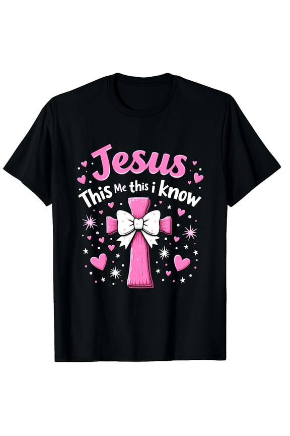 Jesus Loves Me This I Know God Religious Christian Valentine Graphic Black T-Shirt for Men and Women