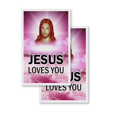 Jesus Loves You (2-PACK) 24" x 36" Vinyl Decals | Sign Insert Peel & Stick Decals Stickers Window Signs