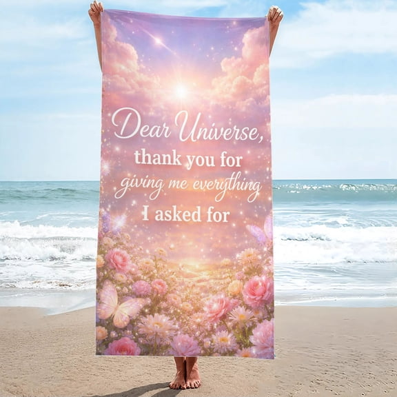 Dear Universe Gratitude Beach Towel Oversized Sand Free 27.5"x55"