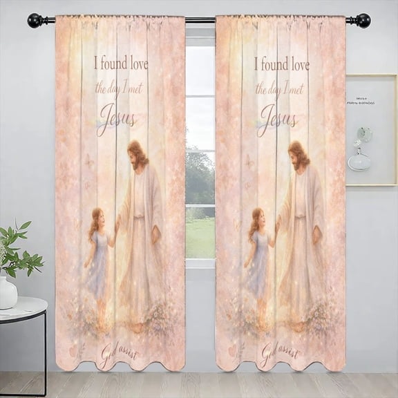 Jesus Loves You Blessed Christ Custom Window Curtains 52 x 84 Inch Set of 2 Panels