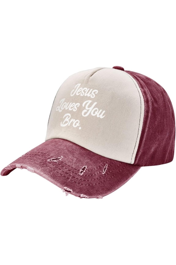 Jesus Loves You Bro 100 Cotton Washed Denim Baseball Cap Adjustable Vintage Dad Hat for Men and Women