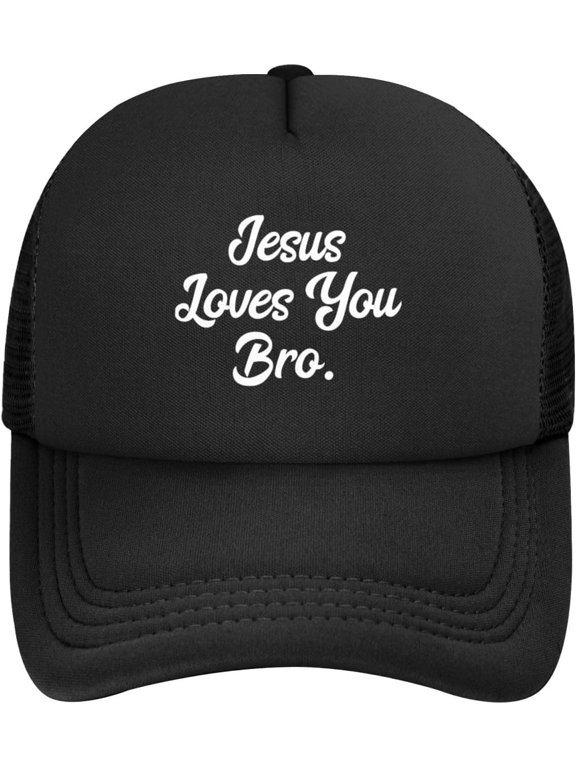 Jesus Loves You Bro Travel Mesh Baseball Hat Truck Hat Sandwich Hat Outdoors Running Hat