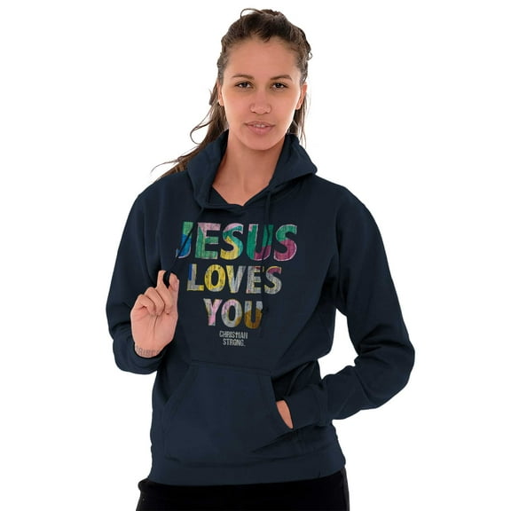 Jesus Loves You Christian Hoodie Sweatshirt Women Brisco Brands S