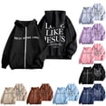 thumbnail image 1 of Jesus Loves You Christian Hoodies for Women Religious Faith Oversized Zip up Sweatshirt Bible Verse Inspirational Pullover Fall Y2K Tops Navy L, 1 of 7