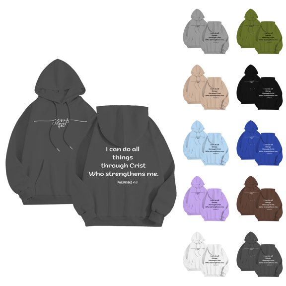 Jesus Loves You Christian Hoodies for Men 2025 Long Sleeve Hooded Sweatshirt with Pockets Pullover Hoody Mens Hoodies