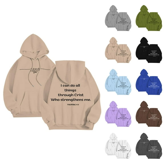 Jesus Loves You Christian Hoodies for Men 2025 Long Sleeve Hooded Sweatshirt with Pockets Pullover Hoody Mens Hoodies