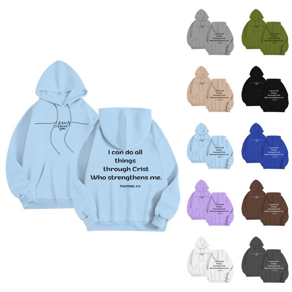Jesus Loves You Christian Hoodies for Men 2025 Long Sleeve Hooded Sweatshirt with Pockets Pullover Hoody Mens Hoodies
