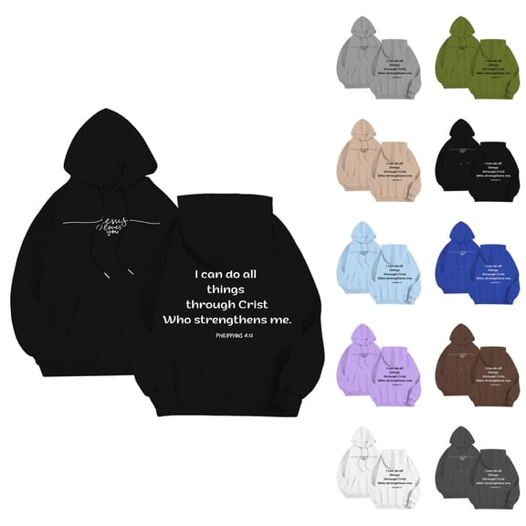 Jesus Loves You Christian Hoodies for Men 2025 Long Sleeve Hooded Sweatshirt with Pockets Pullover Hoody Mens Hoodies