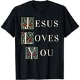 thumbnail image 1 of Jesus Loves You Christian Illuminated T-Shirt Black Medium, 1 of 4