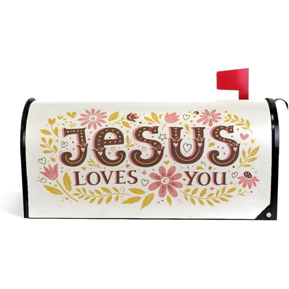 Jesus Loves You Christian Monogram Magnetic Mailbox Cover MailWraps Garden Yard Home Decor for Outdoor Standard Size-18"x 20.8"