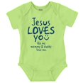 thumbnail image 1 of Jesus Loves You Christian Religious Romper Boys or Girls Infant Baby Brisco Brands 12M, 1 of 6