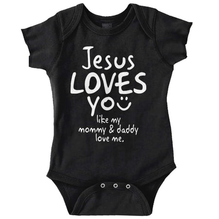 Jesus Loves You Christian Religious Romper Boys or Girls Infant Baby Brisco Brands 18M
