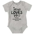 thumbnail image 1 of Jesus Loves You Christian Religious Romper Boys or Girls Infant Baby Brisco Brands 6M, 1 of 6