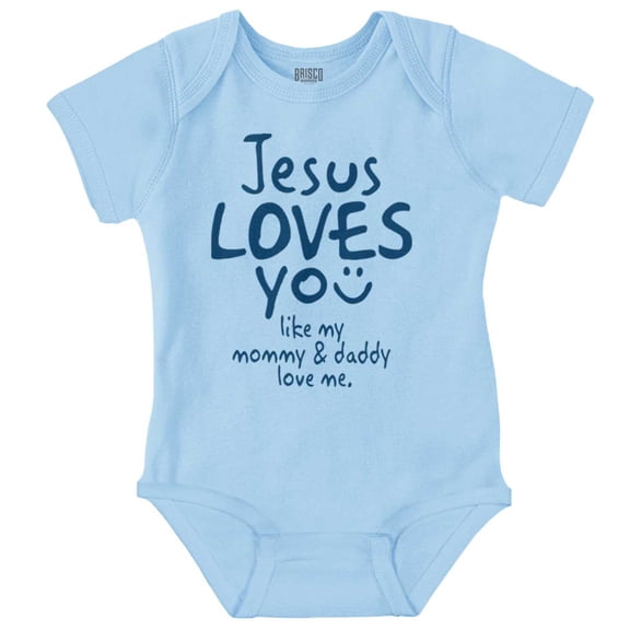 Jesus Loves You Christian Religious Romper Boys or Girls Infant Baby Brisco Brands NB