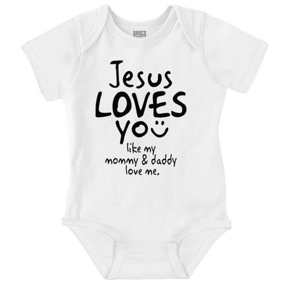 Jesus Loves You Christian Religious Romper Boys or Girls Infant Baby Brisco Brands NB